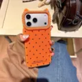 Fundas para iPhone con purpurina, lunares, orejas de gato bonitas y brillantes de strass. - iPhone 12 Pro / Naranja