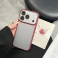 Gematteerd telefoonhoesje met groot cameraruit voor iPhone, volledige beschermhoes. - Rood