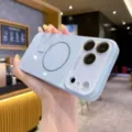 Funda de teléfono magnética de vidrio líquido compatible con iPhone 17 Pro 16 15 - Azul claro