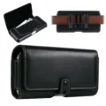 Custodia per telefono orizzontale in pelle PU nera con passante per cintura e chiusura magnetica. - Orizzontale W001 / 6.0/7.0 Pollici / Nero