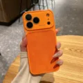 Πορτοκαλί δερμάτινη θήκη iPhone με προστασία κάμερας και κομψό vintage σχεδιασμό. - Πορτοκαλί