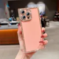 Rosa Strass quadratische Handytasche mit roségoldenem galvanisiertem Rahmen für iPhone. - Pomelorosa (Ohne Herz)