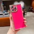 Glitzernde Strass quadratische Handytasche für iPhone, galvanisiertes rosa Schutzcase - Großrot (Ohne Herz)