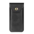 Vertical black leather phone pouch holster for foldable smartphones with snap button closure. - 7.5cmx2cmx16.5cm / Black