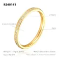 Bague demi-alliance minimaliste en acier inoxydable avec zircons étincelants pour femmes - Taille US 5 | Taille HK 10 | Circonférence 50mm / Or