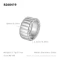 Bague large côtelée en acier inoxydable pour femmes, bijoux géométriques tendance, taille 6-9. - Taille US 6 | Taille HK 13 | Circonférence 52mm / Couleur Argent Large