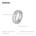 Bague anneau large à nervures verticales en acier inoxydable mode minimaliste pour femmes - Taille US 6 | Taille HK 13 | Circonférence 52mm / Style Acier Étroit