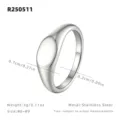Bague chevalière ovale en acier inoxydable minimaliste pour femme, élégant bijou chic. - Taille US 5 / Style Ovale Couleur Acier