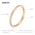 Bague empilable en acier rose et zircon, design semi-pavé élégant pour un usage quotidien. - Taille US 5 | Taille HK 10 | Circonférence 50mm / Or rose