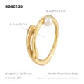Bague perle geometrique en acier inoxydable, design ouvert elegant pour femmes, taille 6-9. - US 6 / Style de Ligne Irrégulière (R240320) / Or