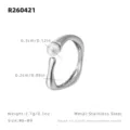 Bague ouverte élégante en acier inoxydable avec perle, design de mode simple, taille réglable. - US 6 / Style Ouvert Nœud de Bambou (R260421) / Acier
