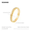 Bague double couche en acier inoxydable oxyde de zirconium bijoux mode taille 6-9 - US 6 / Créole Perles d'Or