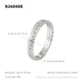 Bague Acier Inoxydable Zircon Double Couche Variante Argent Taille 6-9 Élégante Bijou - US 6 / Acier Perles