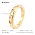 Bague Étoile Cinq Branches Zircon Acier Inoxydable Femme Niche Tendance Mode Bijou - US 6 / Couleur Or Style Étoile (R250806)