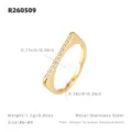 Bague minimaliste géométrique en acier inoxydable plaqué or 18K avec zircone pour femmes. - Or / Taille US 6 | Taille HK 13 | Circonférence 52mm
