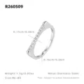 Bague minimaliste en acier inoxydable avec oxyde de zirconium et design plat géométrique. - Acier / Taille US 6 | Taille HK 13 | Circonférence 52mm