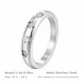 Bague etoile en acier inoxydable argenté, élégant bijou empilable pour les femmes. - US 6 / Couleur Acier Style Étoile (R250806)