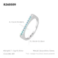 Bague en acier inoxydable avec zircons bleus, design minimaliste et elegant pour femmes. - Argent Strass Bleu / Taille US 6 | Taille HK 13 | Circonférence 52mm