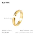 Bague ouverte en zircon en acier inoxydable pour femmes, design minimaliste, bijou élégant. - US 6 / Or