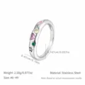 Bague en acier inoxydable plaqué or 18k avec zircons multicolores bijoux élégants - US 6 / Couleur Acier Style Zirconia (R251205)