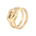 Bague double couche coeur creux en or bijoux minimalistes en acier au titane chic - Bague Cœur / Taille 6