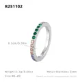 Stainless steel rainbow cubic zirconia ring, size 6-9, elegant stacking band jewelry. - Size 7 / Rainbow Row Stone Style (R251102) / Silver