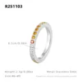 Stainless steel rainbow cubic zirconia ring, colorful crystal eternity band for women. - Size 7 / Gradient Rainbow Style (R251103) / Silver