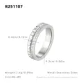 Bague double couche en acier inoxydable zircone mode bijoux minimalistes pour femmes taille 6-9 - US 6 / Style Engrenage Acier