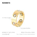 Bague de perles de décompression en acier inoxydable, large bague plaquée or 18k, style cool - US 6 / Style Principal Doré (R250815) / Or