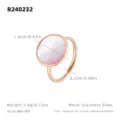 Bague géométrique en acier inoxydable plaqué or 18K avec coquillage rose vue détaillée. - US 5 (HK 10 Circonférence 50mm) / Or Rose Rond Nacre