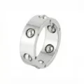 Bague de decompression en acier avec perles, variante couleur argent pour femme quotidienne. - US 6 / Style Argenté (R250815) / Argent