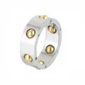 Bague de perle rotative de décomposition en acier inoxydable, anneau empilable bicolore. - US 6 / Style Bicolore (R250815) / Bicolore (Or & Argent)