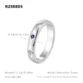 Detalle de anillo celestial de acero inoxidable con estrellas grabadas y circón incrustado. - US 6 / HK 13 / Circunferencia 52mm / Color Acero Planeta Incrustado de Strass