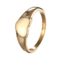 Bague cœur dorée minimaliste pour femme, bague chevalière lisse en acier titane pour le quotidien. - Taille 7 / Cœur