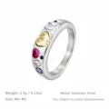 Bague en acier inoxydable zirkone coloree plaquee or 18k mode pour femmes taille 6 a 9 - US 6 / Acier