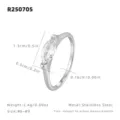 Bague en acier inoxydable avec zirconium marquise, bijou minimaliste élégant taille 6-9. - US 6 / Acier