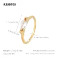 Bague en acier inoxydable avec zircons marquise et tableau des tailles parametres - US 6 / Or