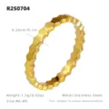 Bague hexagone nid d'abeille or acier inoxydable empilable mode minimaliste bijoux SKU - Taille 5 / Or