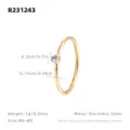 Anillo minimalista de acero inoxidable anayidido en oro con piedra circonita brillante moda - Talla 5 / Oro Diamante de Imitación Blanco