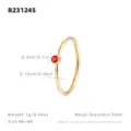Anillo simple de acero inoxidable con circonita roja para mujer, joya minimalista elegante. - Talla 5 / Oro con diamantes de imitación rojos