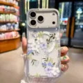 Custodia magnetica trasparente per telefono con stampa floreale e strass compatibile con iPhone. - Romanzo di Campanula