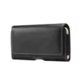Black Horizontal PU Leather Cell Phone Holster Waist Pouch Bag with Belt Loop for Men - Black / 4.7-5.2 Inch