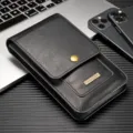 Custodia per cellulare in pelle nera marsupio universale con tasca frontale e bottone automatico - Stile Universale Grande da 6,5 Pollici / Nero