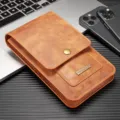 DG.MING grande marsupio custodia universale per smartphone da 6,5 pollici in pelle marrone. - Stile Universale Grande da 6,5 Pollici / Kaki