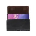 Vista detallada de la funda de cuero negro para teléfono móvil con forro marrón elegante. - 4.7-5.2 Pulgadas / Negro