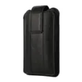 Vue détaillée de la pochette de téléphone de taille double en cuir noir pour hommes. - Double Couche Universel 6.7 Pouces (17x9.5x3CM) / Noir