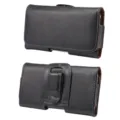 Funda de teléfono horizontal de cuero negro bolsa de cintura vista detallada con clip. - 4.7 Pulgadas Universal / Negro