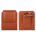 Étui de sac de taille pour téléphone pliable en cuir avec boucle de ceinture et mousqueton. - 10x8.5x2.5cm / Marron