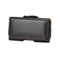 Étui de téléphone horizontal en cuir pochette de ceinture vue détaillée pour mobiles. - 3.5 Pouces / Noir