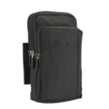Vista dettagliata del marsupio tattico nero multifunzione con tasche multiple per cellulare. - Nero / Sotto 7.0 Pollici